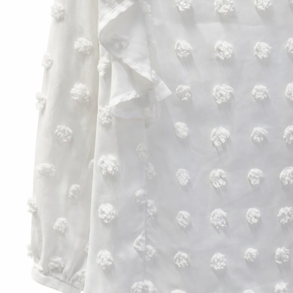 ANDREE BY UNIT Ivory Textured Ruffle Blouse - Picture 5 of 5